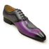 Handmade Leather Oxford Shoes with Metal Buckle - Gray Purple Business Formal Attire